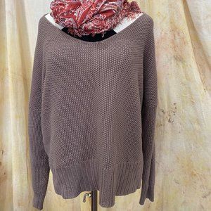 Lucky Brand Mocha Brown oversized, slouchy, cotton cable knit sweater